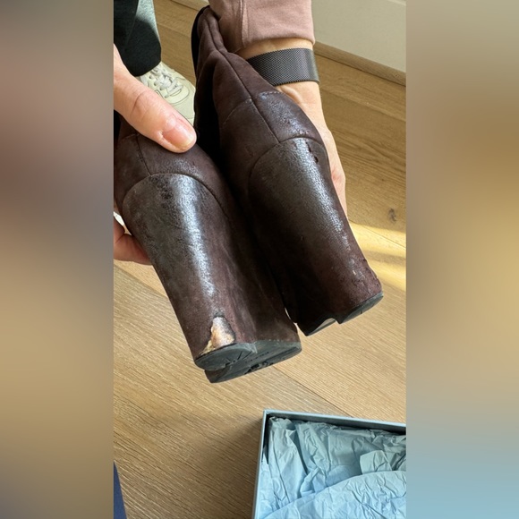 Prada Fold Over Cuffs Leather Wedge Bootie in Chocolate Brown - Picture 10 of 10